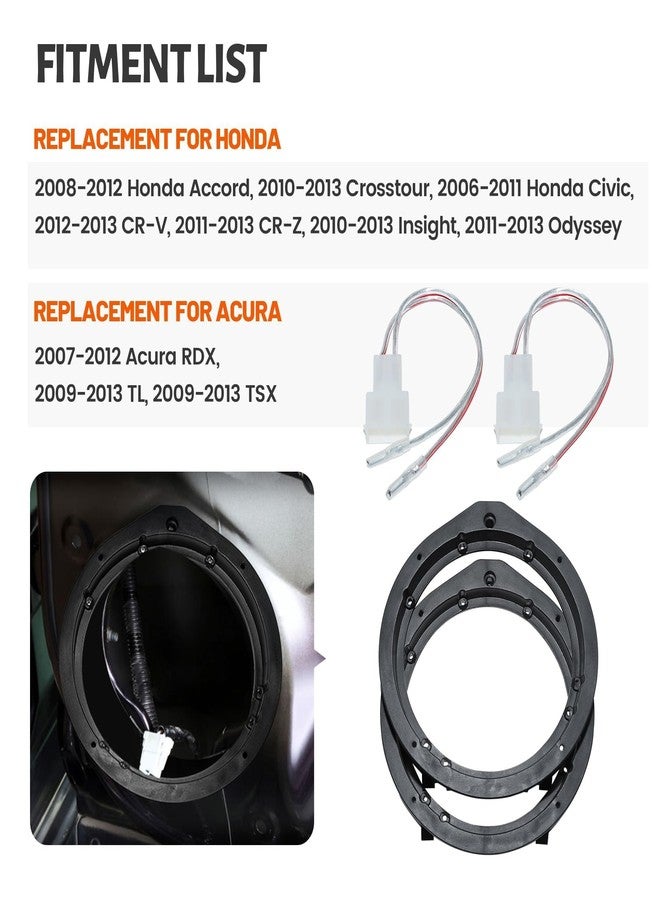 NuIth Car 6.5 Inch Speaker Adapter Bracket W/Wiring Harness Kit Select for 2006-2013 Honda Civic/Accord/CR-V/Acura 2007-2013 Aftermarket Front Rear Door Speaker Ring - Image 2